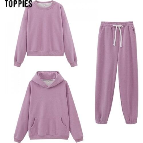 Toppies 2020 autumn womens hooded sweatshirts casual tracksuit tops +pants jogger two piece set streetwear