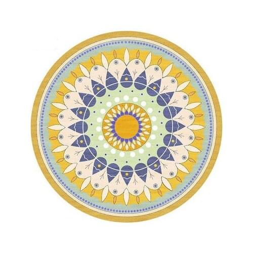Round Flower Carpet Living Room Bedroom Non-slip Soft Mat