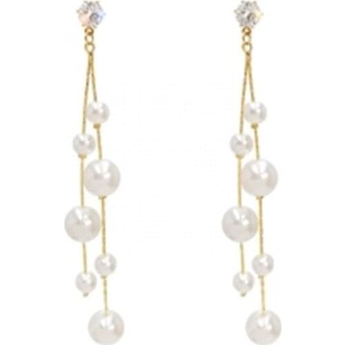 Sweet Girl Earrings Fashion Wild Crystal Pearl Long Tassel Earrings 2021 New Temperament Net Red Earrings Womens Clothing