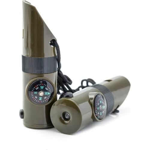 Outdoor Survival Compass Whistle With LED Light Jungle Multifunctional Tool