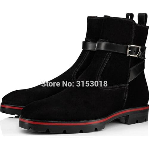 Qianruiti Suede Men Boots Fashion Ankle Style Man Boots Design autumn winter Low-heeled with platform hot sale 2019