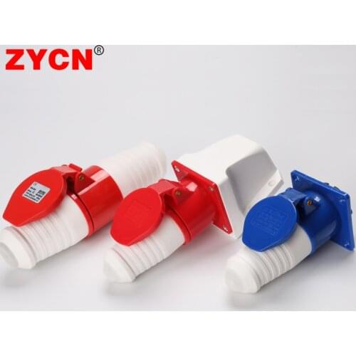 Industrial Plug Socket Set 5pin 3Core 3P/4P/5P Electrical Connector 16A 32A IP44 Wall Mounted 220V 380V Male Female Dustproof