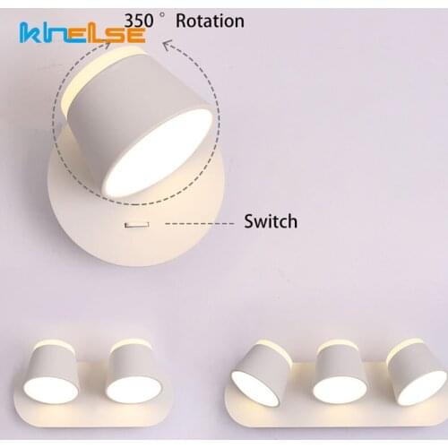 Modern Indoor Metal 350° Rotate Lights Wall Lamp Dimmable Touch Switch Bedroom Bathroom Mirror Reading Lamp Fixtures Luminaire