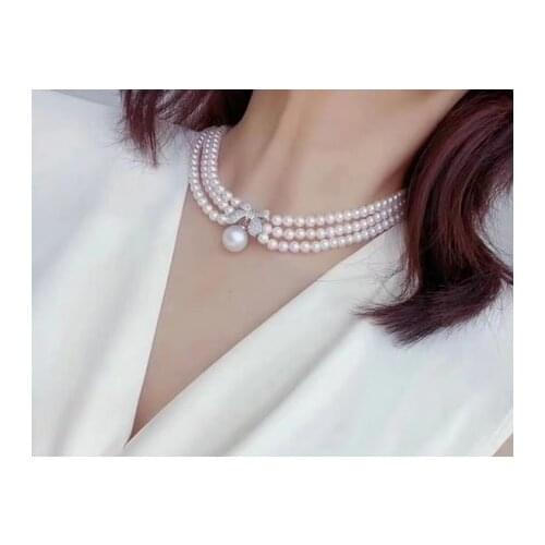 Women Gift word 925 Sterling real White 12-13MM jewelry grade large circle to freshwaterpearl Necklace match Tahiti sea 1