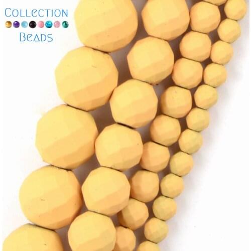 Natural Stone Orange Rubber Faceted Hematite Round Spacer Beads For DIY Jewelry Making Necklace Bracelet Accessories 15'' 2-10mm