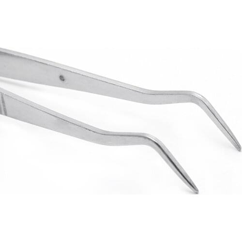 Stainless Steel Tweezers Serrated Curved Dental Instruments Dental Tool