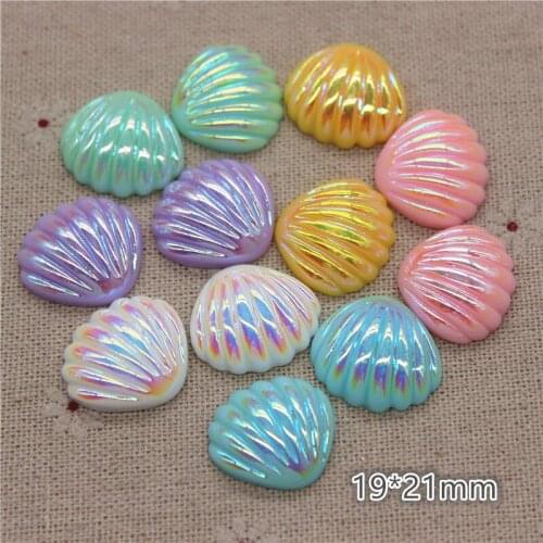 20pcs 19*21mm Shiny AB Resin Seashell Flat back Cabochon DIY Jewelry/Craft Scrapbooking Accessories