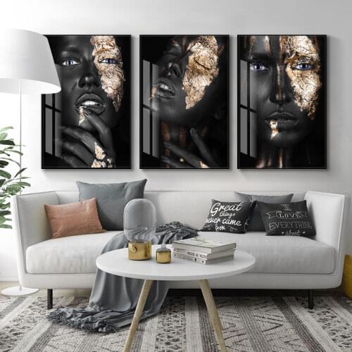 Sexy Black Dark Skinned Woman Portrait Canvas Painting on The Wall Art Posters and Print Modern Cuadros Pictures for Living Room