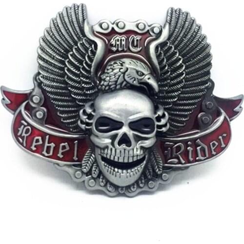 Halloween gothic skull angle wings letter belt buckle for men vintage silver alloy belt link buckles male female accessories