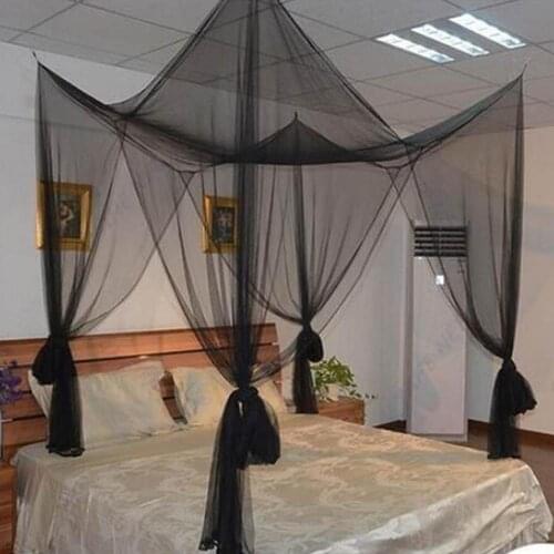 Moustiquaire Canopy White Black 4 Corner Post Student Canopy Bed Mosquito Net Netting Queen King Size Summer Home Textile