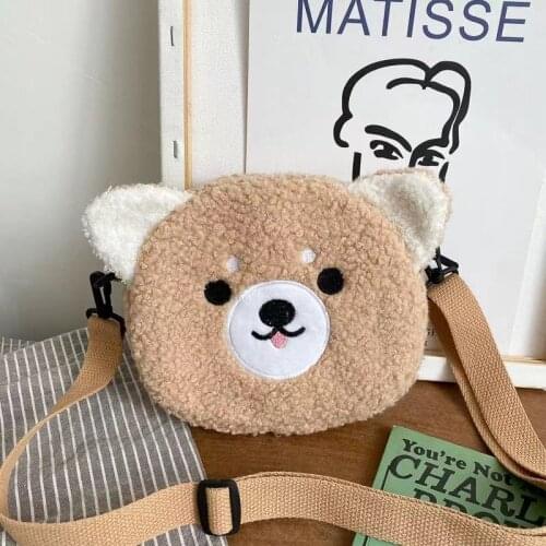 Fashion Cat Bag Cute Cartoon Plush Toys Kids Kindergarten School Bag Single Shoulder Messenger Phone Zipper Cross Body Round Bag