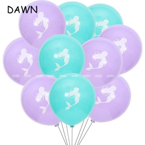 10pcs/lot Mermaid Theme Party Decorations Letter Mermaid Latex Balloon Blue Purple Mermaid Balloon Under the Sea Party Supplie