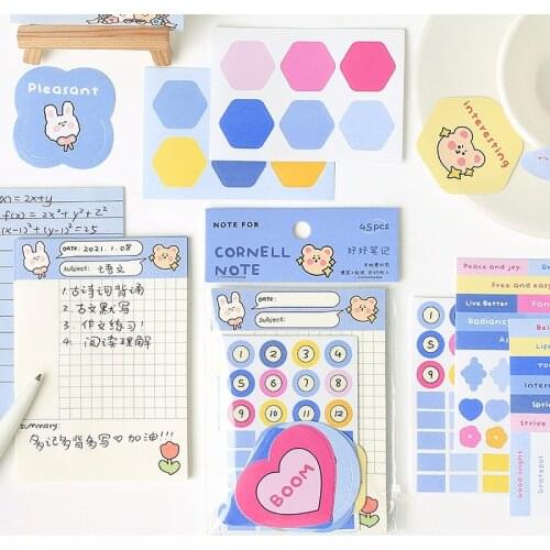 30pcs Memo + 15 pcs Stickers Student Study Check List To Do List Words Notepads School Office Stationery
