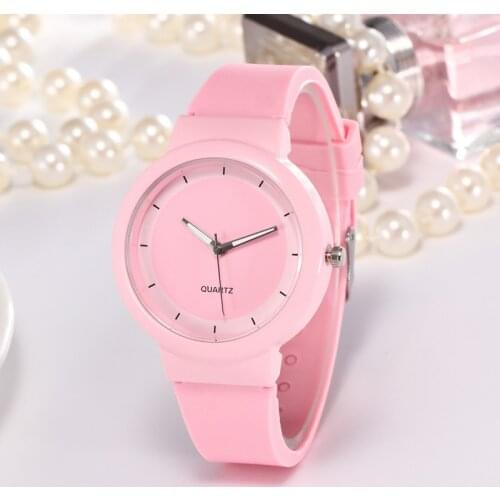 Gnova Platinum Silicone Women Watch Girl Fashion Quartz Wristwatch Minimalist Big White Dial Relogio para Dama Jelly Band A934