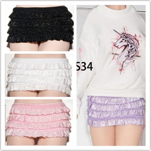 1/6 Female white Fashion sweater shirt balck pleated skirt silk soks for 12 inch TBLeague S34 S07 Body Figures Jiaou dolls