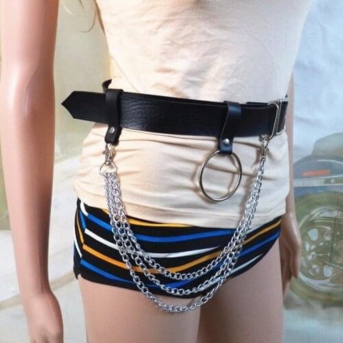 COLEMJE Women Waist Belt Fashion Leather Punk Style Gifts Durable Adjustable Street Tassel Metal Chain Party Buckle Sexy