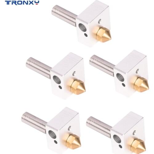1/2/5pcs Hotend Extruder Kit TRONXY 0.4mm Brass Nozzle Heater Block M6 Throat for 1.75mm Filament TRONXY X5SA/X5SAPRO 3D Printer