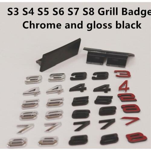 10pcs Good Quality New Car Grill Badge Front Emblem Chrome Gloss Black For S3 S4 S5 S6 S7 S8
