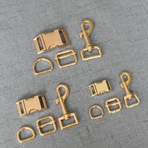 100 Sets 15mm/20mm/25mm Metal Slider Adjustable Buckle D Ring Dog Clasp Four Pieces Webbing DIY Cat Collar and Leash Accessory