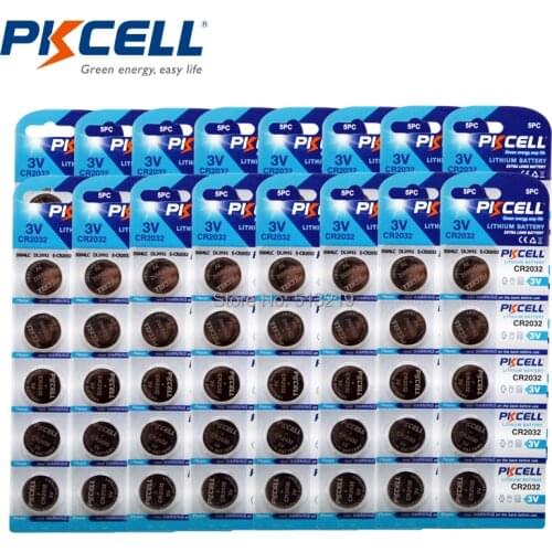 16Pack/80Pcs PKCELL 220mah CR2032 3v Battery Equal DL2032, BR2032, KL2032, 15004LC, L2032 DL2032 2032 Lithium Button cell