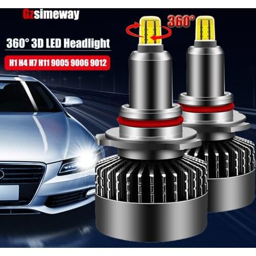 2PCS Car Light H7 30000LM H11 D2S D2H LED Bulbs H1 9005 HB3 LED Headlight H8 9006 HB4 Canbus 360 Degree Turbo Auto Fog Lamp 12V