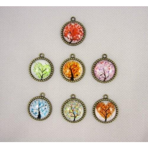 7 models 2pcs 30mm Natural Trees Alloy Pendants Antique Bronze Charms for Jewelry Making DIY Handmade Necklace Accessories ZN101