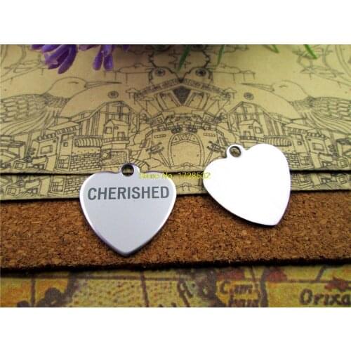 20pcs--stainless steel charms"CHERISHED" 5 style for choosing DIY Charms Pendants