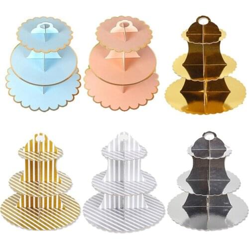 3 Tier Cupcake Stand Dessert Holders Convenience Cardboard Cupcake Stand for Wedding Home Birthday Party JDH88