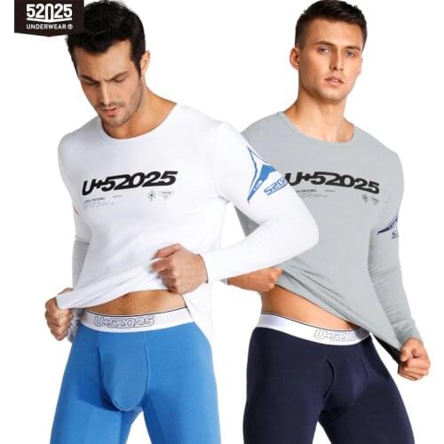 52025 Men Thermal Underwear Warm Fleece-lined Breathable Cotton Thermal Underwear Trendy Print Comfortable Soft Mens Long Johns