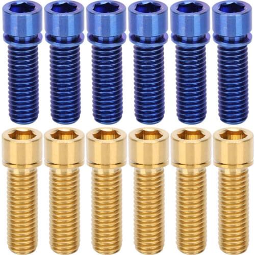 6pcs M8x25mm Handlebar Stem Screw BMX Bike Bicycle Fork Stem Titanium Alloy Bolt Handlebar Riser Fixed Screws Bicycle Spare Part