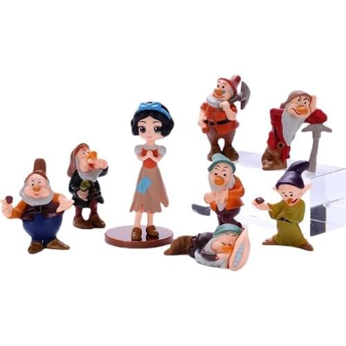 8 Models of Disney Princess Snow White and The Seven Dwarfs Decorative Dolls Anime Figure Action Figure Toys for Children