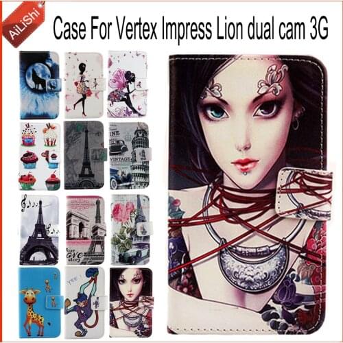 AiLiShi Case For Vertex Impress Lion dual cam 3G Luxury Flip PU Leather Case Exclusive 100% Special Phone Cover Skin+Tracking