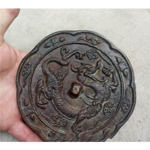 Antique Miscellaneous Antique Bronze Ornaments Auspicious Crafts Dragon Bronze Mirror Town House Evil Classic Film Props