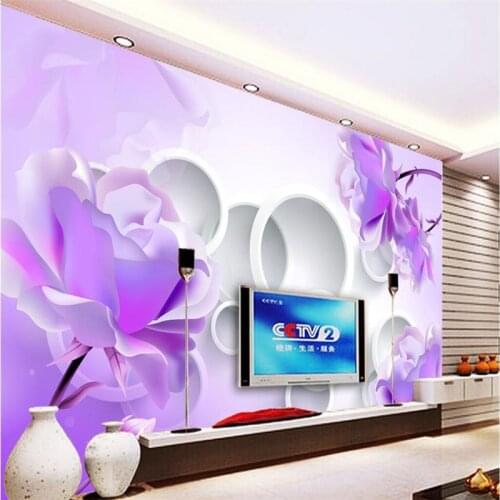 Beibehang Large Painting Home Decor Purple lotus flower circle Hotel Background Modern Mural for Living Room Pared 3d Wallpaper