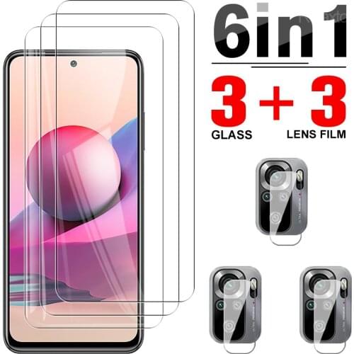 6in1 Tempered Glass Case For Xiaomi Redmi Note 10S Lens FIilm For Xiaomi Redmi Note 8 9 10 Pro Max 9S 9T 10 10T 5G Protect Film