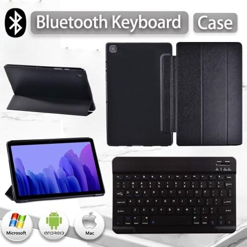Case for Samsung Galaxy Tab A7 T500 T505 10.4/Tab A 10.1 T510 T515- Anti -cratch Leather Stand Cover Case + Bluetooth Keyboard