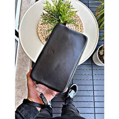 FABIAN BLACK GENUINE LEATHER HANDBAG