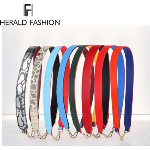 Herald Fashion Quality Leather Handbag Accessories Strap Vintage Wide Panelled Shoulder Straps Women Design Bag Strap Belt
