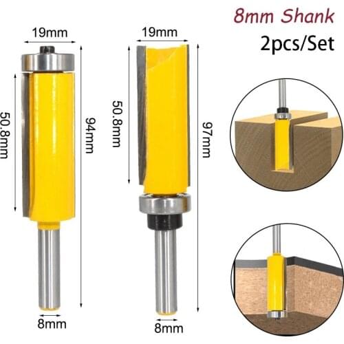 2pcs/Set 8mm Flush Trim bit Z4 Pattern Router Bit Top & Bottom Bearing Bits Milling Cutter For Wood Woodworking Cutters