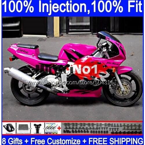Injection Body For HONDA CBR 250 RR CBR250RR MC19 88 89 134MC.93 pink flames CBR 250RR 250R CBR250 RR 1988 1989 OEM Fairing Kit