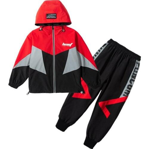 Kids boys hooded sweater coat + pants 2pcs suit new spring / autumn big virgin suit