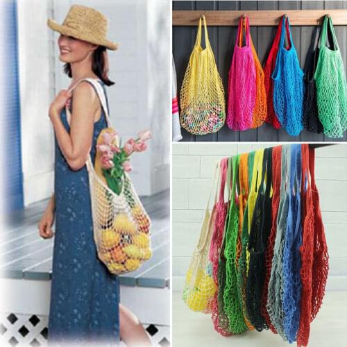 Hot Sales Reusable String Shopping Grocery Bag Shopper Tote Mesh Net Woven Cotton Bags Diaper Bags Fishnet Knitted Shopping Bags