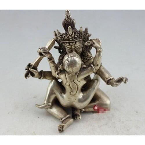 MOEHOMES Chinese Tibetan silver Nepal fengshui Yab-Yum Happy Buddha statue home decorative metal handicrafts