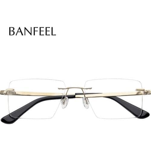 Pure Titanium Eyeglasses Frame Men Screwless Acetate Men New Fashion Rimless Myopia Retro Square Prescription Optical Eyewear