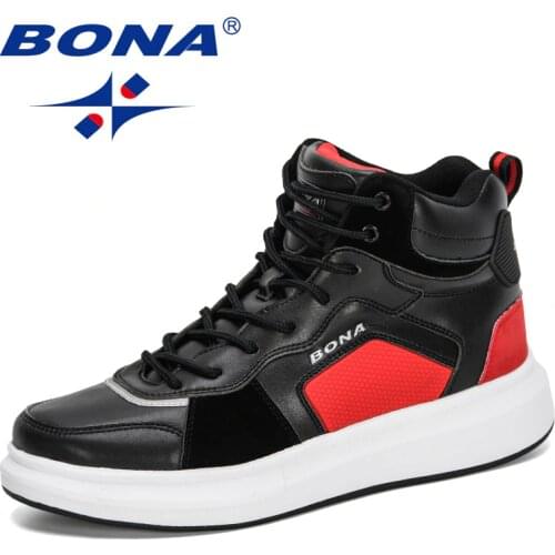 BONA 2020 New Designers High Top Fashion Leather Sneakers Men Trend Hot Sale Comfortable Man Casual Outdoor Non-slip Footwear