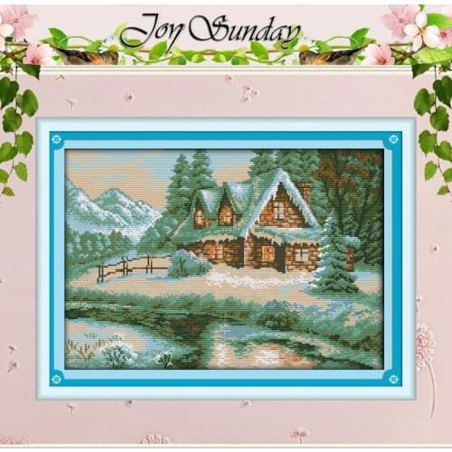 Lakeside snowhouse Counted Cross Stitch 11CT 14CT Cross Stitch Sets Wholesale Scenery Cross-stitch Kits Embroidery Needlework