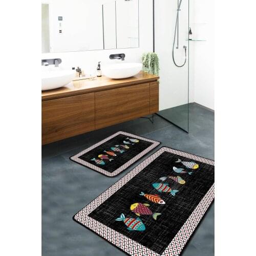 Sea Fish Washable 2-Piece Bath Mat Toilet Seat Set