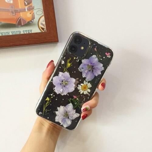 Real Pressed Dried Flower Clear Phone Cases For iPhone 11 XS Max XR X 6 6S 7 8 Plus 11 Pro Max SE 2020 Soft Silicone Back Cover