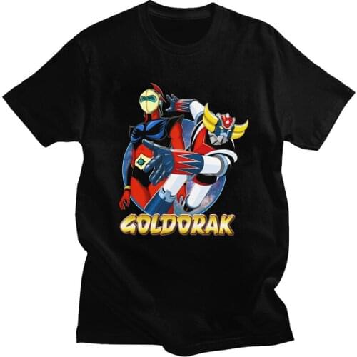 UFO Robot Goldorak Grendizer T Shirt Men Cotton Tshirt Urban Tees Short Sleeved Actarus Goldrake Anime T-shirts Fitted Clothing