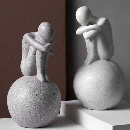 2021 New Abstract People Statue Tabletop Resin Figures Reading Sculptures Modern White Home Decoration Ornaments Vintage Grey